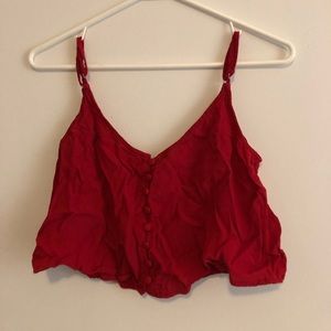 Red cropped tank top